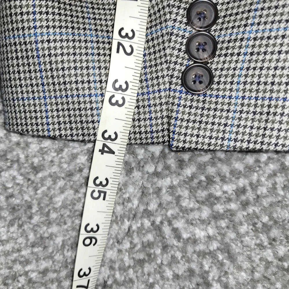 Ralph Lauren 50R Blazer Silk Wool Houndstooth Blue Windowpane Sport Coat Jacket